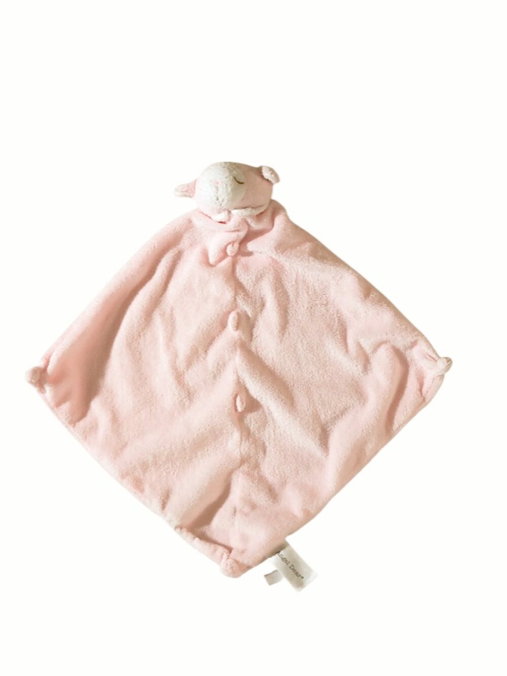 Angel Dear Pink Lamb Baby Security Lovey Knotted Blanket 12" X 12"